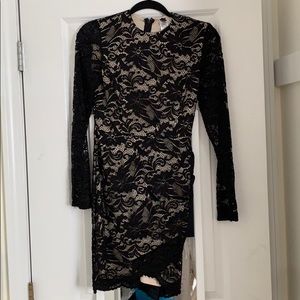 Long sleeve black lace formal dress
